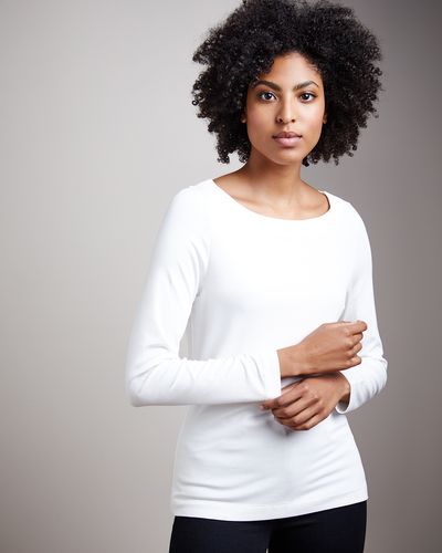 Long-Sleeved Boat Neck Top